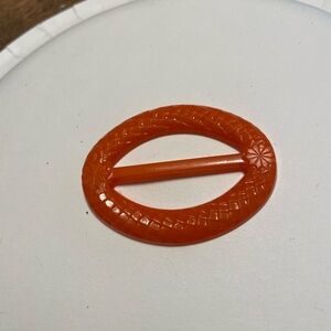 Vintage Orange Belt Buckle celluloid